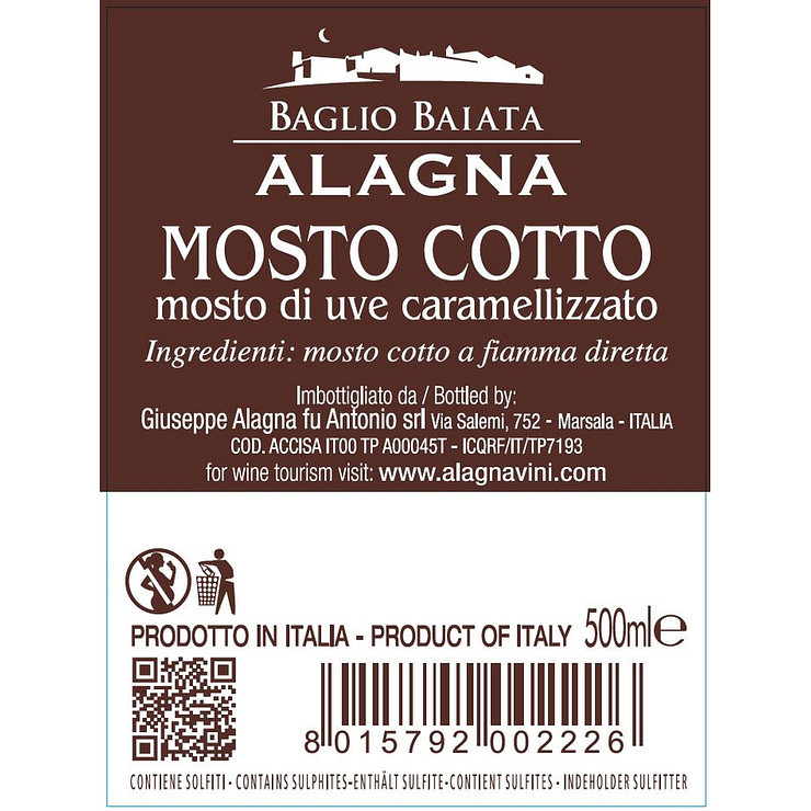 Retro etichetta Mosto cotto Alagna Vini